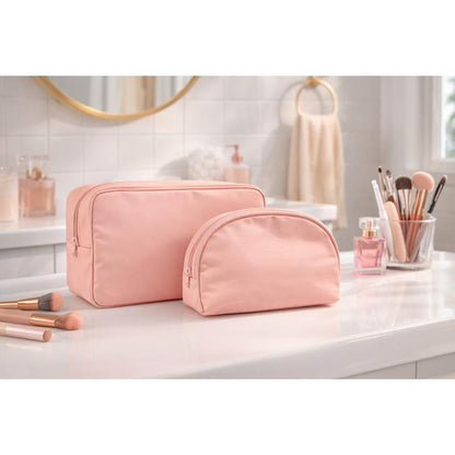 Emma + Ella Beauty Duo Makeup Bag Set - Large & Mini Travel-Friendly Organizer for Makeup & Essentials - Soft Durable Fabric with Smooth Zipper Closure - Perfect for Daily Use & Gifts