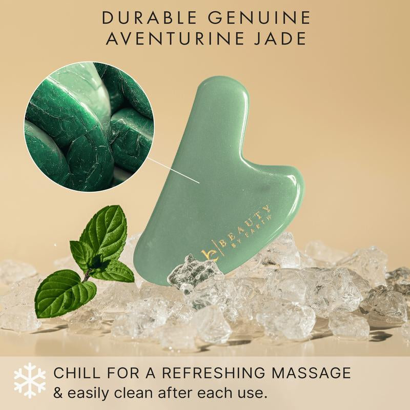 Beauty by Earth Jade Gua Sha - Facial Sculpting Natural Jade Tool for Contouring, Depuffing, and Relaxing Massage and Circulation for Refreshed Appearance
