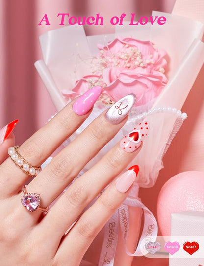 Beetles Gel Polish so in Love Collection - Glow in Love Valentine Gel Nail Polish Set, Pink Gel Nail Art Set with Base Top Coat Mini Rose Bouquet, Salon DIY at Home Valentine'S Day Gift for Women Wife Girlfriend