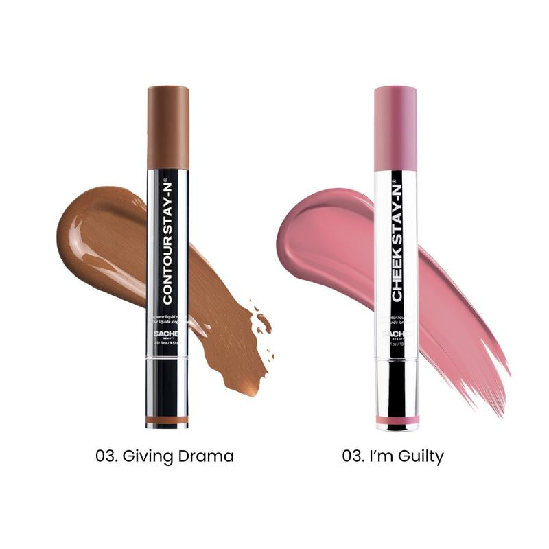 Sculpt & Blush DUO: Contour & Cheek STAY-N DUO, All-Day Wear, Buildable Pigment, Precise Applicator