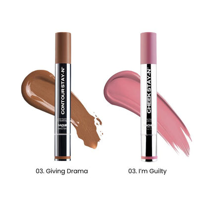 Sculpt & Blush DUO: Contour & Cheek STAY-N DUO, All-Day Wear, Buildable Pigment, Precise Applicator