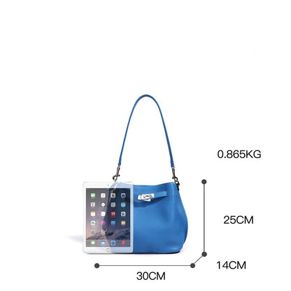 SADI Bag 2026 New Large Capacity Genuine Leather Bucket Bag Women Commuter Shoulder Crossbody Bag 30CM