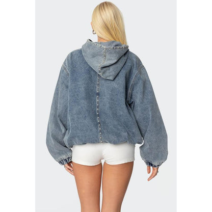 Marney Oversized Studded Denim Hoodie
