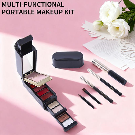 Merycode All-In-One Makeup Set Kit - Compact Travel Beauty Box with 10 Eyeshadows 5 Lipsticks 2 Blushes Eyeliner Brow Pencil Mascara & Brushes Waterproof Berry Daily Cosmetic Flawless