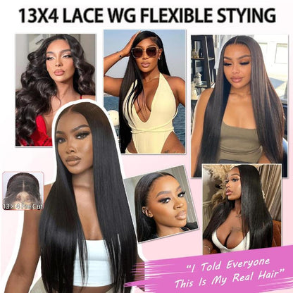 European and American Fashion Long Straight Hair Wigs African Hot Selling Lace Front 13*4 Full Head Wig