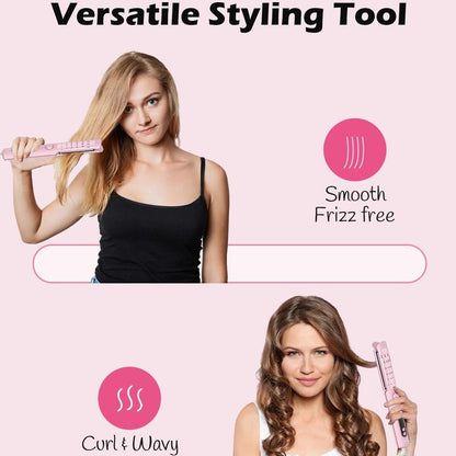 Novus Airflow-Hair Straightener and Curling Iron 2 in 1 with 360° Cool Air for Long Short Hair, 4 Temps and Auto Shutdown