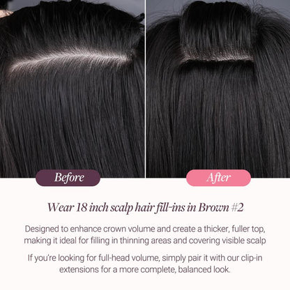 GOO GOO Scalp Hair Fill-Ins Clip-In Short Hair Extensions Real Human Hair, Thinning Hair Fill-Ins Natural Look Volumizer for Women