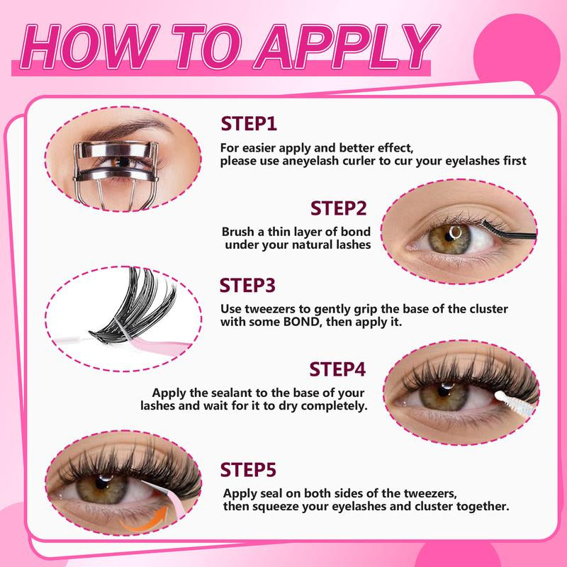 320 Pcs DIY Lash Clusters Kit - Soft Natural/Thick Individual Fluffy Long-Lasting Lashes with Glue Remover & Tweezer for Beginners Waterproof Easy At-Home Application - Eyelash Set (4 Set/2 Set/1 Set) Buy More save More HOLIDAYHAUL