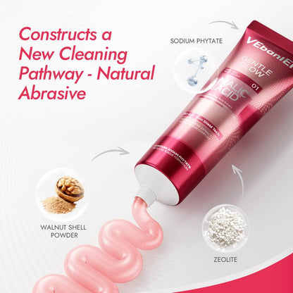 Vebanler Fruit Acid Toothpaste Gentle Whitening Fights Plaque Freshens Breath Fluoride Free Oralcare Rose Flavor