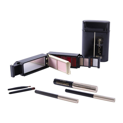 Merycode All-In-One Makeup Set Kit - Compact Travel Beauty Box with 10 Eyeshadows 5 Lipsticks 2 Blushes Eyeliner Brow Pencil Mascara & Brushes Waterproof Berry Daily Cosmetic Flawless