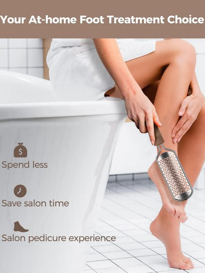 LMMAKE Professional Foot Files Colossal Stainless Steel Detachable Foot Scrubber with Brown Handle Pedicure Tools Washable & Reusable Non-Slip Grip for Safety Versatile Easy to Clean Cream Daily Keratin Nail Care Manicure Black