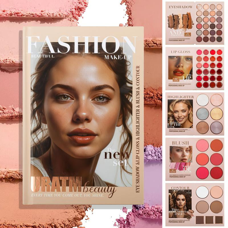 URATM 67-Color Makeup Palette with 24 Eye Shadow 10 Lip Gloss 10 Highlighter 6 Blush 7 Contour Shades for Professional Look & Gift Set Glossy Radiant Cosmetic Smooth Pumps of Blush Original Cream Bronzer Stick Target Ms Jeanie Flower Knows
