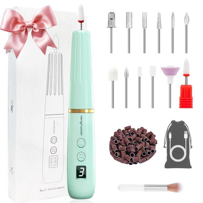 Hengyuaoler Electric Nail Drill & File - Portable Nail Machine Kit for Acrylic Gel & Dip Powder Nails Manicure Pedicure Polishing Set with 12 Bits & Sanding Bands Matte Pink