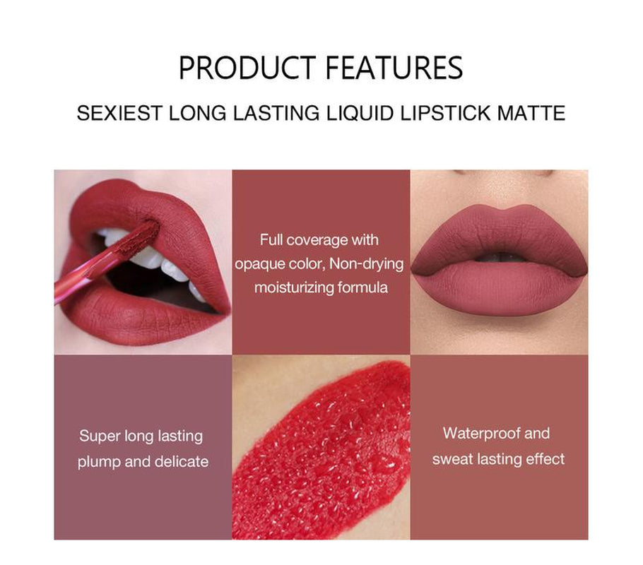 6Pcs Nude Matte Liquid Lipstick Set, Waterproof Long Lasting Non-Stick Cup Nude Lipstick 24 Hour Not Fade Matte Lipstick Professional Lip Gloss Makeup Christmas Gifts for Women (Set A)
