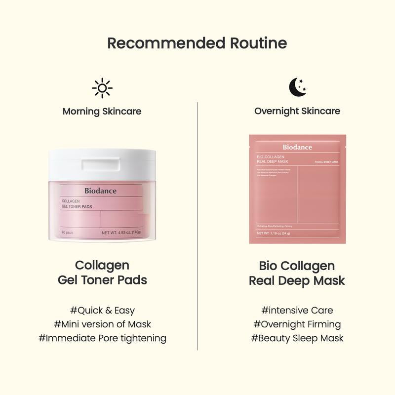 [Biodance Official] Collagen All Day Firming DuoㅣBio-Collagen Real Deep Mask & Collagen Gel Toner Pads, Hydrating Moisturizing Dewy Skin, Double Glow Skincare