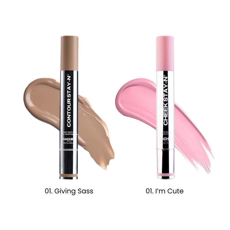 Sculpt & Blush DUO: Contour & Cheek STAY-N DUO, All-Day Wear, Buildable Pigment, Precise Applicator