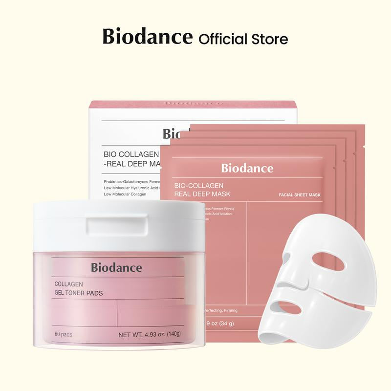 [Biodance Official] Collagen All Day Firming DuoㅣBio-Collagen Real Deep Mask & Collagen Gel Toner Pads, Hydrating Moisturizing Dewy Skin, Double Glow Skincare