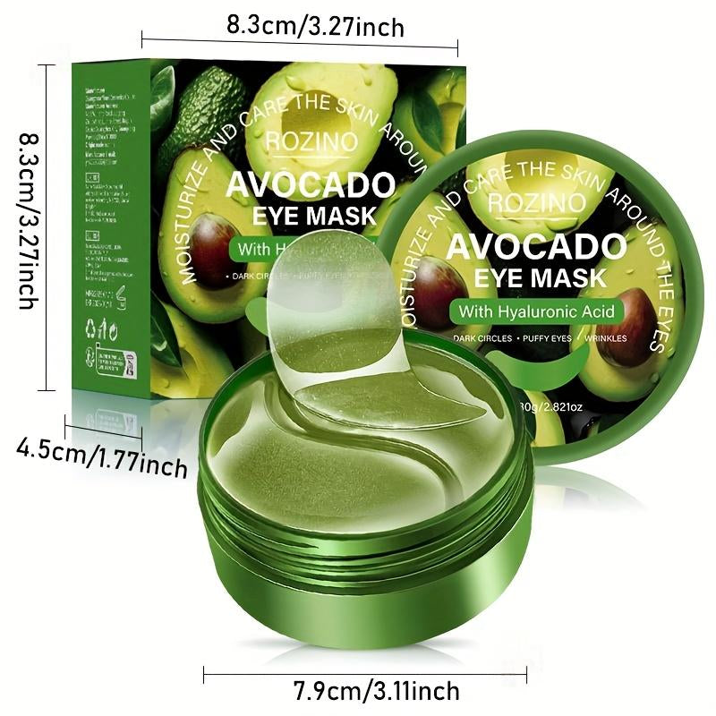 Rozino Avocado & Hyaluronic Acid Eyemask-80G Water-Soluble Gel Film Fordark Circles &Puffiness Multi-Use Faciamaskfast Dissolving Cocoa Butterenrichedl Firming & Hydrating