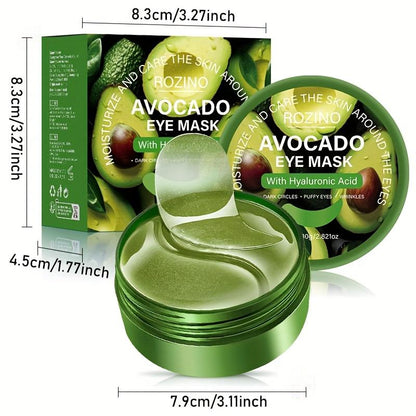Rozino Avocado & Hyaluronic Acid Eyemask-80G Water-Soluble Gel Film Fordark Circles &Puffiness Multi-Use Faciamaskfast Dissolving Cocoa Butterenrichedl Firming & Hydrating