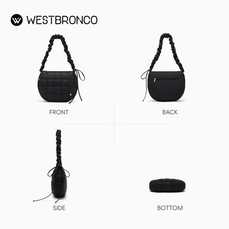 [New In]Westbronco Puffy Crossbody Bag for Women Valentine'S Day Gift Idea with Drawstrin Strap New Season Trendy Chic Fashion Purse Casual Cute Style Lightweight Everyday City Work Bag Gift for Girl