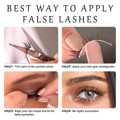 12 Pairs Faux Mink Lashes Wispy Lashes 8D Curl Volume False Eyelashes Flully Eye Lash Extesnion Fake Lashes 2 Style Pack Natural Look Fake Eyelash with Tweezers for Women Girls