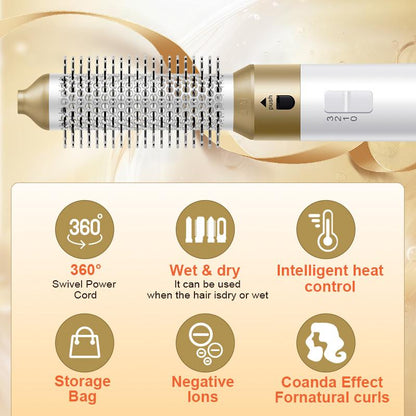 5-In-1 Hair Styler with Rotating Hair Dryer Brush, Multistyler Set for Women - Effortless Styling for Curly Hair