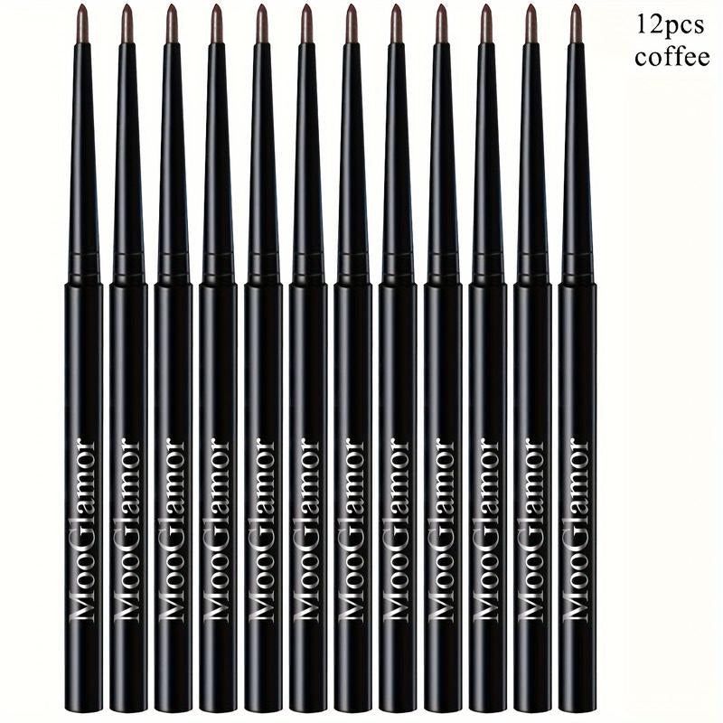 12Pcs Smooth Eyeliner Pencil Set Waterproof Long Lasting Makeup Super Smudge Proof Freckle Pens Significantly Colored Not Easy to Fade Quick Drying Formula Cosmetic