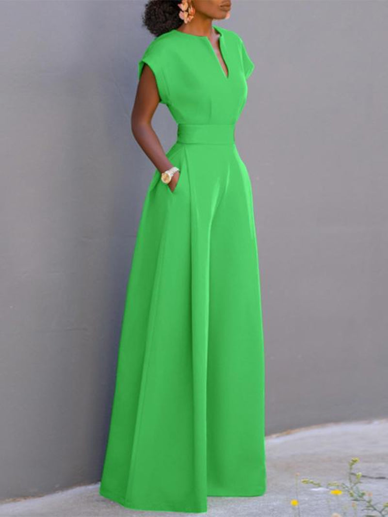Women'S Solid Color Wide Leg Jumpsuit, Casual Fashion Jumpsuit for Daily Outdoor Wear, Women Jumpsuits for Summer