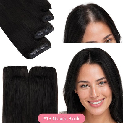GOO GOO Scalp Hair Fill-Ins Clip-In Short Hair Extensions Real Human Hair, Thinning Hair Fill-Ins Natural Look Volumizer for Women
