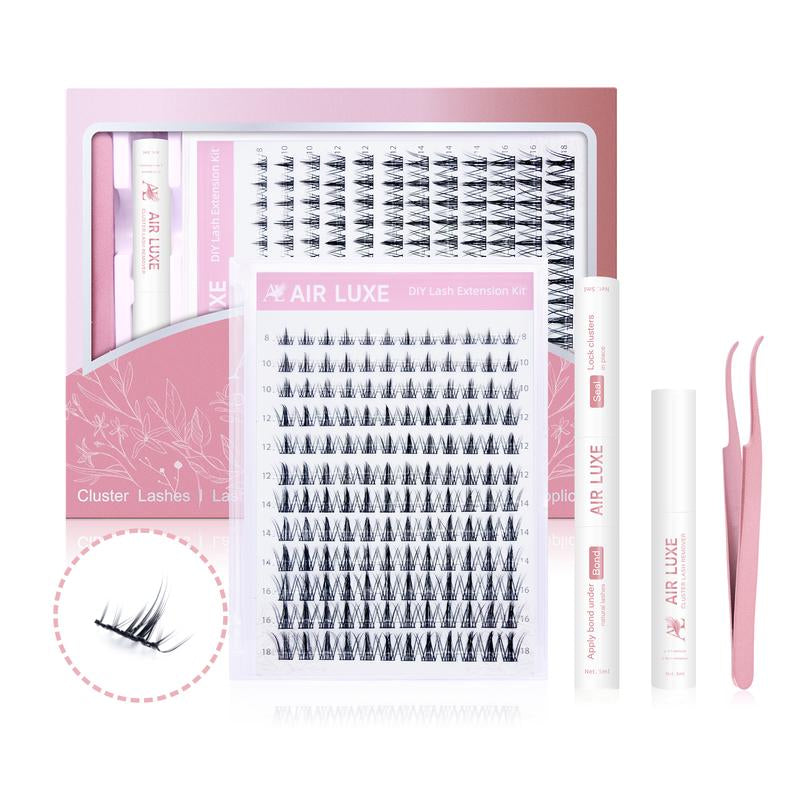 AIR LUXE DIY Lash Clusters Kit 144 Pcs Ultra Dense Volume Extensions Waterproof Long Wear Flawless Salon Result for Beginners Beginner Friendly Ultra Thin Invisible Band