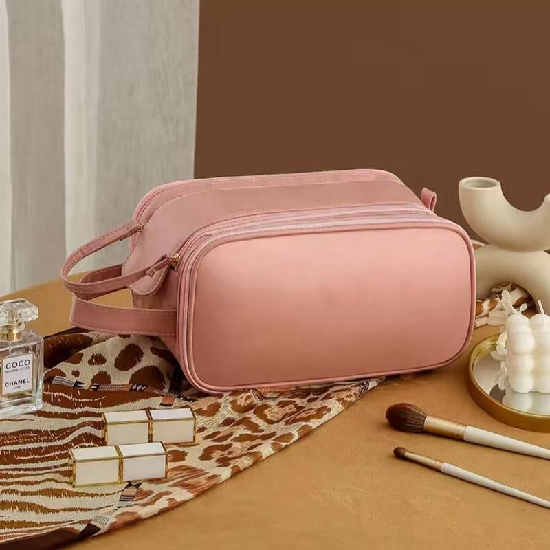Large Capacity Makeup Bag with Compartments 1 Count Portable Cosmetic Storage Bag Zipper Makeup Organizer Pouch Waterproof Versatile for Travel Outing Daily Use