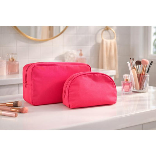 Emma + Ella Beauty Duo Makeup Bag Set - Large & Mini Travel-Friendly Organizer for Makeup & Essentials - Soft Durable Fabric with Smooth Zipper Closure - Perfect for Daily Use & Gifts