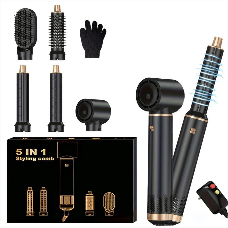5-In-1 Air Styler Zero Heat Damage 203 ° F Lightweight Hair Dryer & Straightening Multi-Functional Styler Auto Curling Wand Auto Rotating Curler Straightener Comb Black Straightener Straightening Brush Gift& Curler Xmas Gift Air Styler