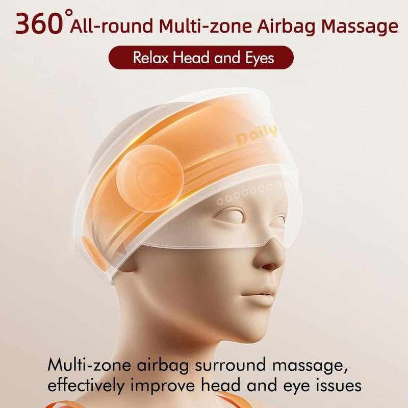 Head Massager with Heated Eye Mask, Adjustable Velcro Design for Muscle Relaxation, Migraine Relief Portable 360° Deep Massage Tool Perfect Gift for Any Occasion