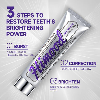 Himood Micro-Polishing Whitening Toothpaste 130G - Deep Cleans Stains with Polishing Crystals Infused with Protective Minerals for Instant Brightness & Lasting Enamel Care Oral