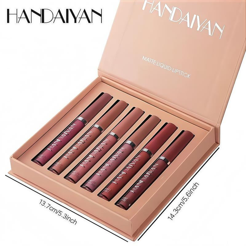 6Pcs Nude Matte Liquid Lipstick Set, Waterproof Long Lasting Non-Stick Cup Nude Lipstick 24 Hour Not Fade Matte Lipstick Professional Lip Gloss Makeup Christmas Gifts for Women (Set A)