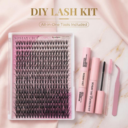 320 Pcs DIY Lash Clusters Kit - Soft Natural/Thick Individual Fluffy Long-Lasting Lashes with Glue Remover & Tweezer for Beginners Waterproof Easy At-Home Application - Eyelash Set (4 Set/2 Set/1 Set) Buy More save More HOLIDAYHAUL
