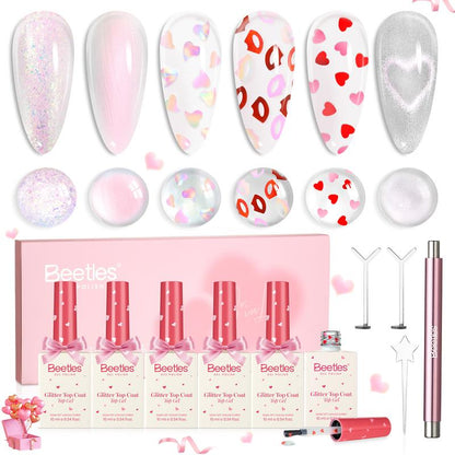 【Ideal Gift】Beetles HEARTBEAT Gel Nail Polish Nail Art DIY Manicure Kit, Best Gift Choice for Women and Girls Cutics