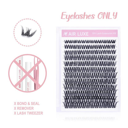 AIR LUXE DIY Lash Clusters Kit 144 Pcs Ultra Dense Volume Extensions Waterproof Long Wear Flawless Salon Result for Beginners Beginner Friendly Ultra Thin Invisible Band