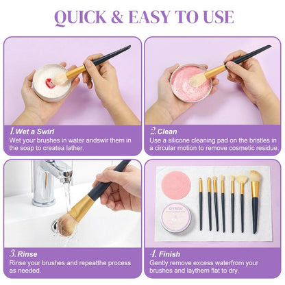 OYAGU Makeup Brush Cleaner Soap with Silicone Cleaning Pad, All Natural Ingredients Condition and Clean Makeup Tools, Ideal for Makeup Brushes, Beauty Blenders, Puffs, 100G Net 3.52Oz