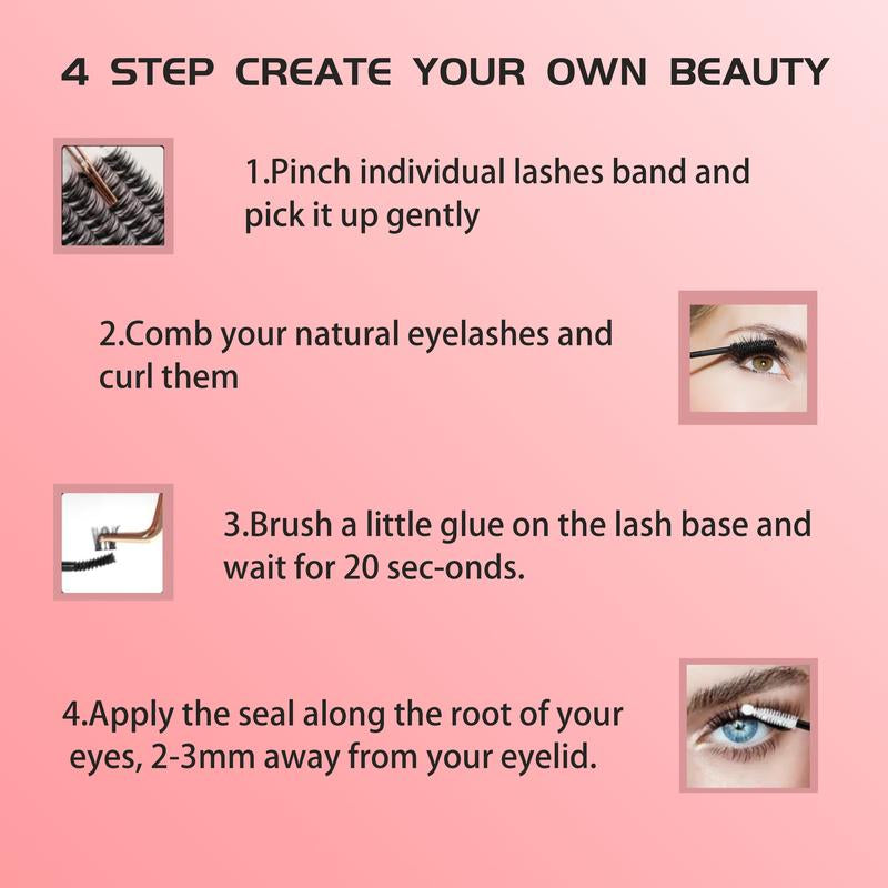 Mious Z-11 with DIY Eyelashes Extension Kit Bond and Seal Eyelash Glue and Lash Remover Beginner Friendly Individual Lashes Waterproof and Long Lasting Makeup for Girl Lash Clusters Kit Waterproof Lash Clusters Cosmetic Lashes Clusters