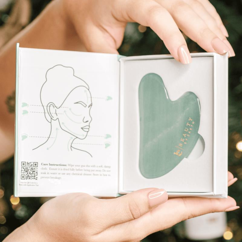 Beauty by Earth Jade Gua Sha - Facial Sculpting Natural Jade Tool for Contouring, Depuffing, and Relaxing Massage and Circulation for Refreshed Appearance
