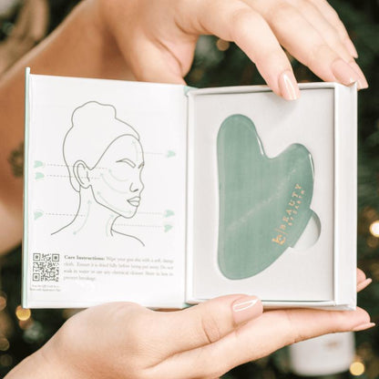 Beauty by Earth Jade Gua Sha - Facial Sculpting Natural Jade Tool for Contouring, Depuffing, and Relaxing Massage and Circulation for Refreshed Appearance
