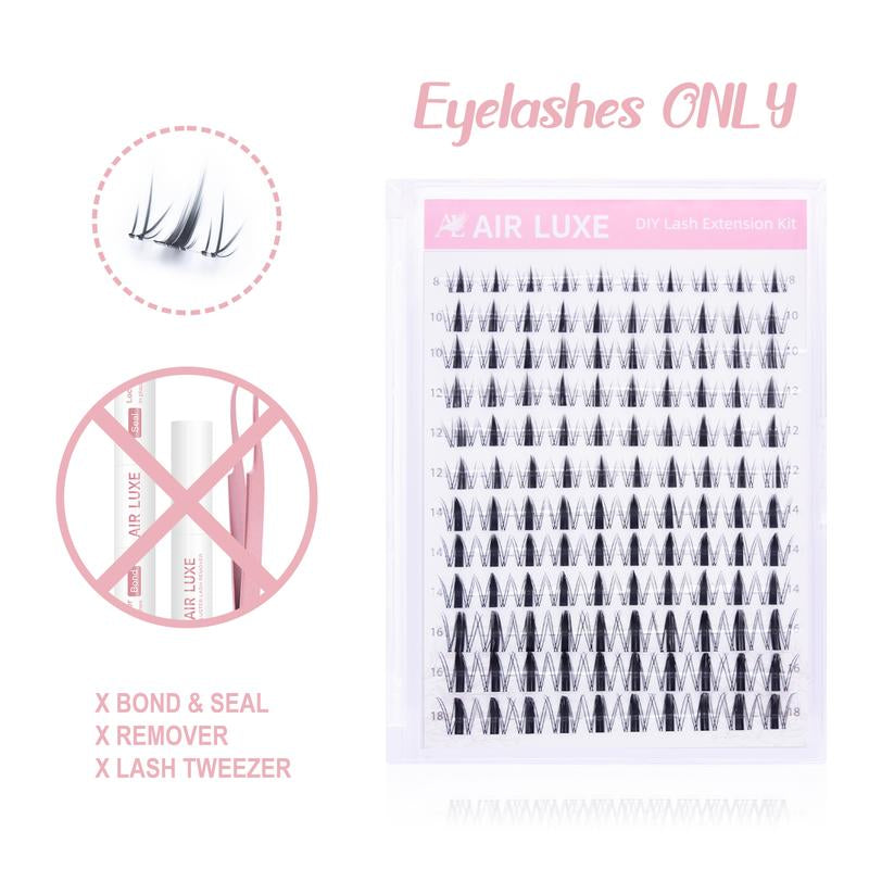 AIR LUXE DIY Lash Clusters Kit 144 Pcs Ultra Dense Volume Extensions Waterproof Long Wear Flawless Salon Result for Beginners Beginner Friendly Ultra Thin Invisible Band