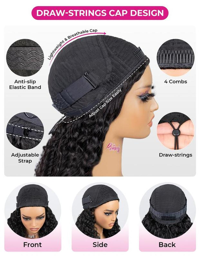 【Wear Go Half Wig】Coily Curly 3 in 1 Glueless Half Wig Human Hair Afro Curly Hair for Black Women 18 Inch Kinky Curly 200% Density Full Head Clip-In No Glue Required Natural Look #Halfwigcurlyhair#Wigshumanhair