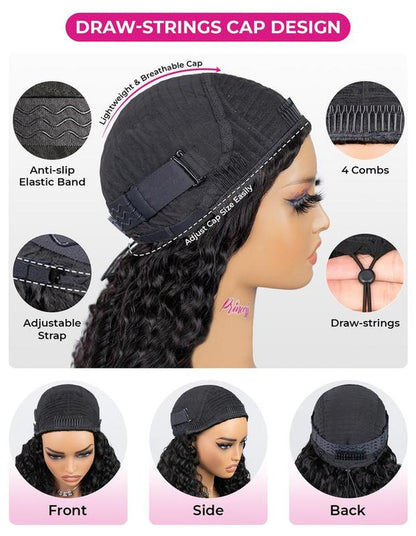 【Wear Go Half Wig】Coily Curly 3 in 1 Glueless Half Wig Human Hair Afro Curly Hair for Black Women 18 Inch Kinky Curly 200% Density Full Head Clip-In No Glue Required Natural Look #Halfwigcurlyhair#Wigshumanhair