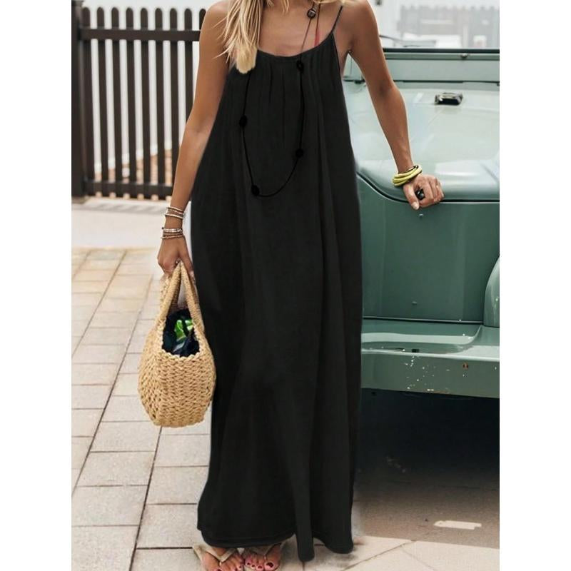 Women'S Solid Color Cami Lounge Dress, Elegant Sleeveless Long Dress for Summer, Ladies Sleepwear for Indoor Wear