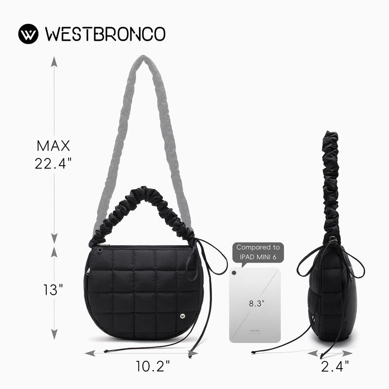 [New In]Westbronco Puffy Crossbody Bag for Women Valentine'S Day Gift Idea with Drawstrin Strap New Season Trendy Chic Fashion Purse Casual Cute Style Lightweight Everyday City Work Bag Gift for Girl
