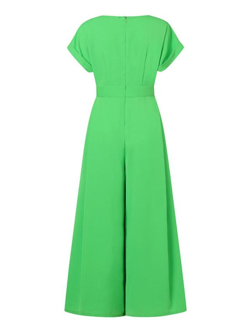 Women'S Solid Color Wide Leg Jumpsuit, Casual Fashion Jumpsuit for Daily Outdoor Wear, Women Jumpsuits for Summer