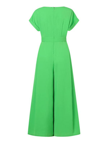 Women'S Solid Color Wide Leg Jumpsuit, Casual Fashion Jumpsuit for Daily Outdoor Wear, Women Jumpsuits for Summer